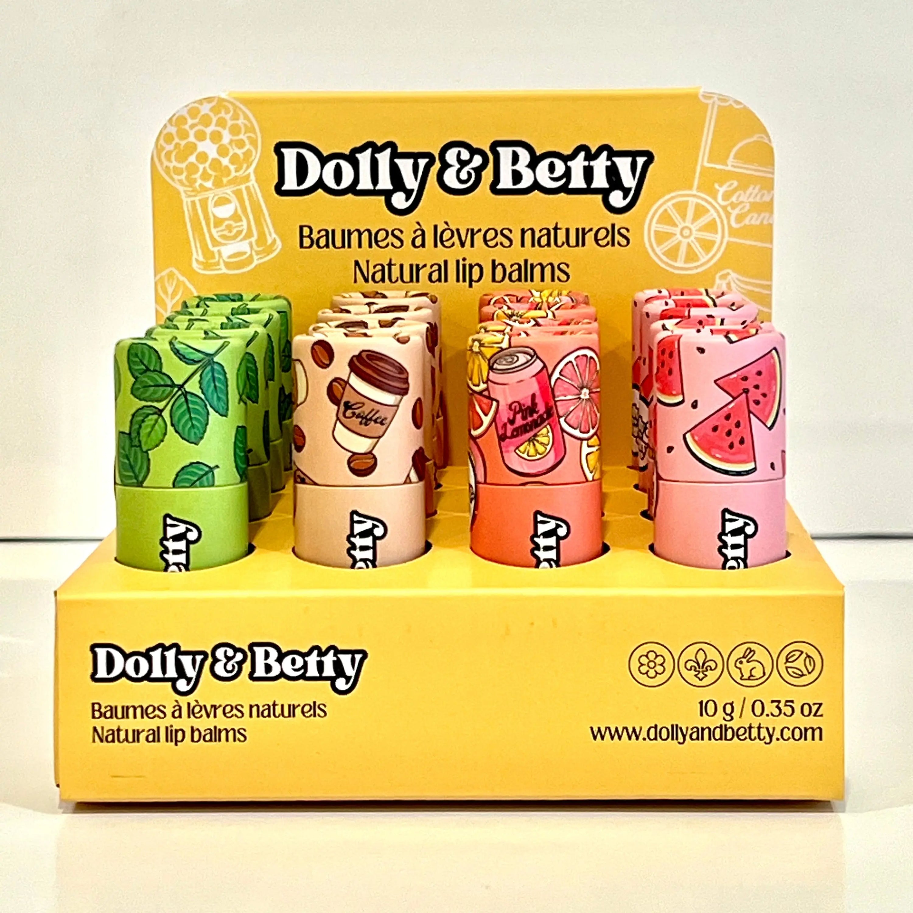 Présentoir à baumes à lèvres jaune Dolly and Betty