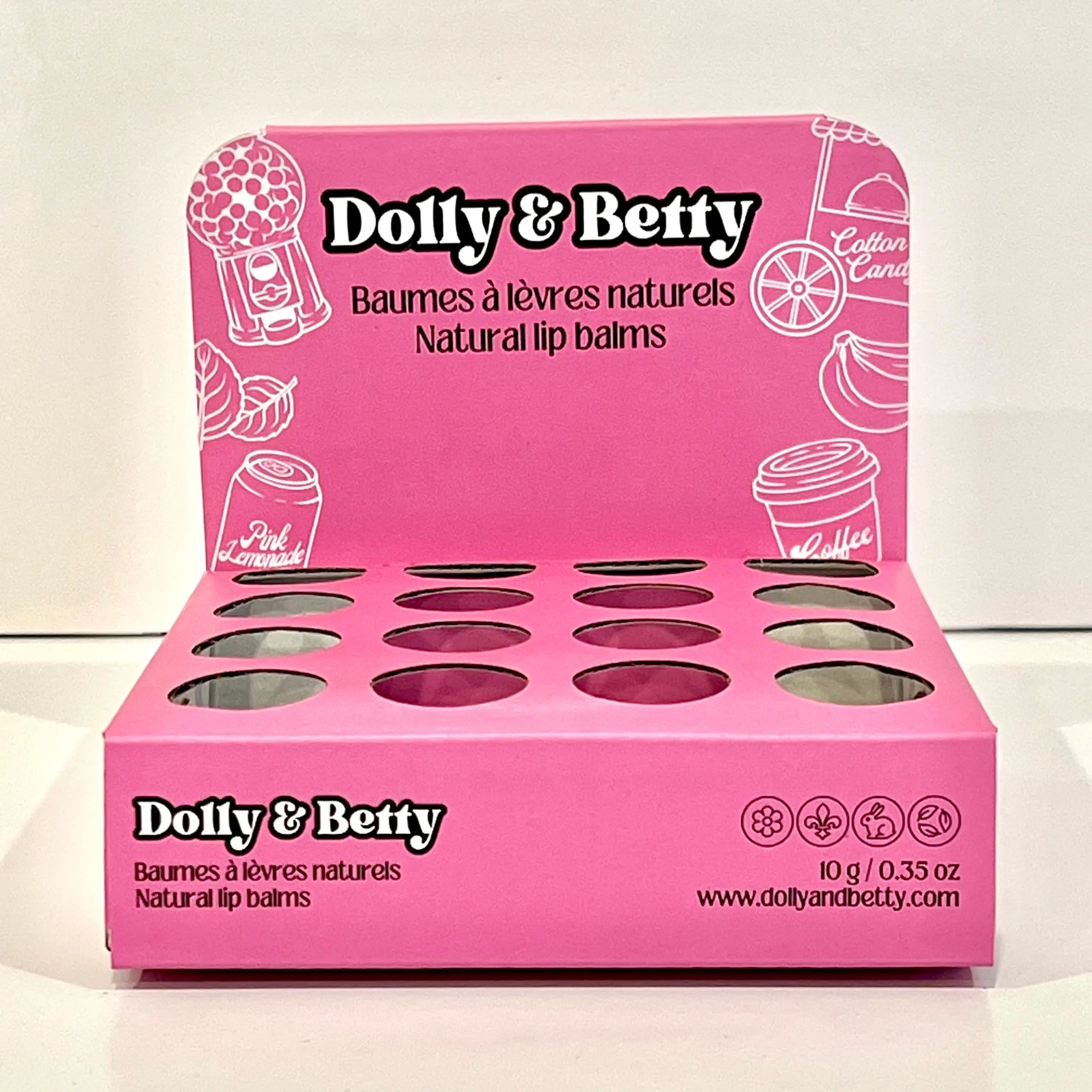 Présentoir à baumes à lèvres rose Dolly and Betty