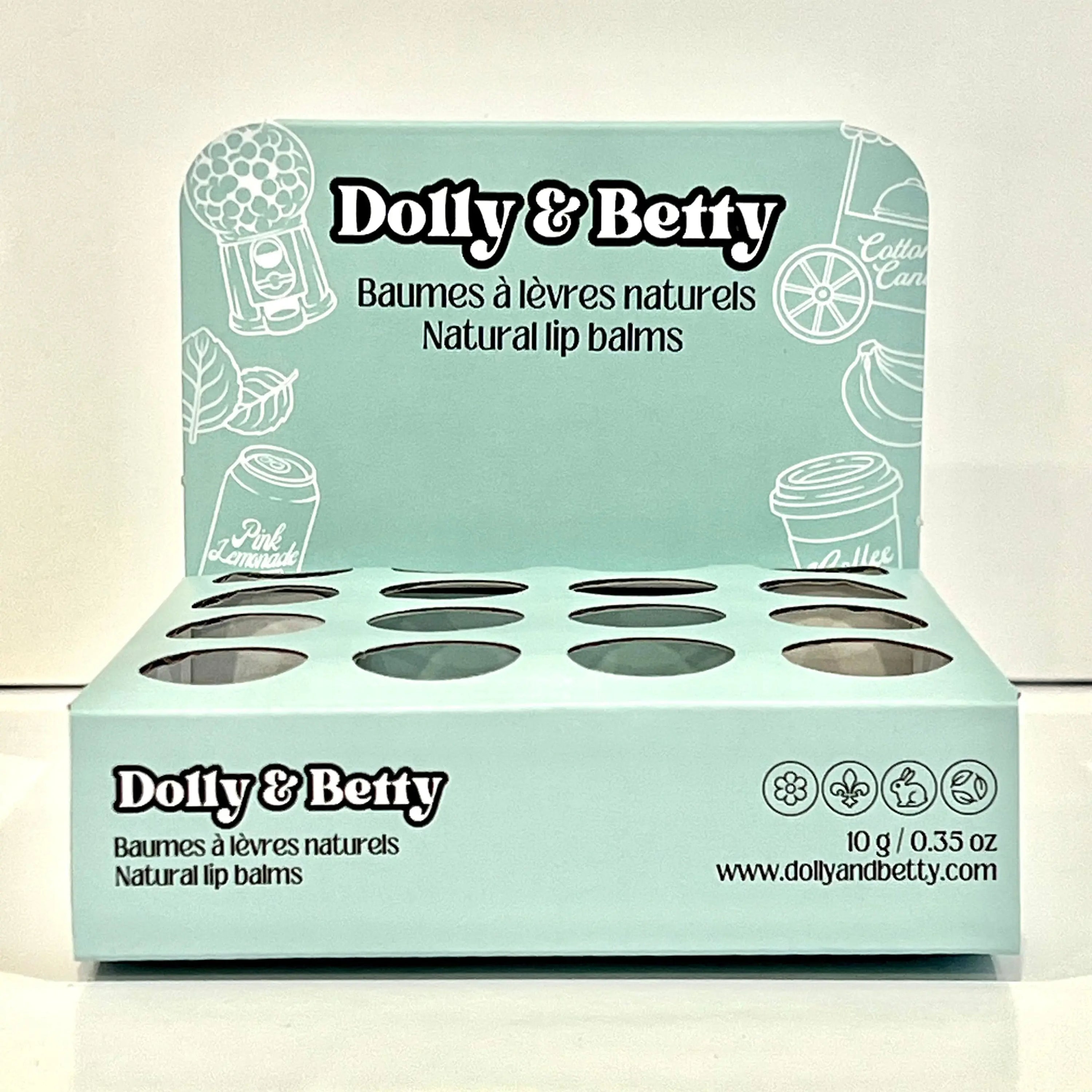 Présentoir à baumes à lèvres bleu Dolly and Betty