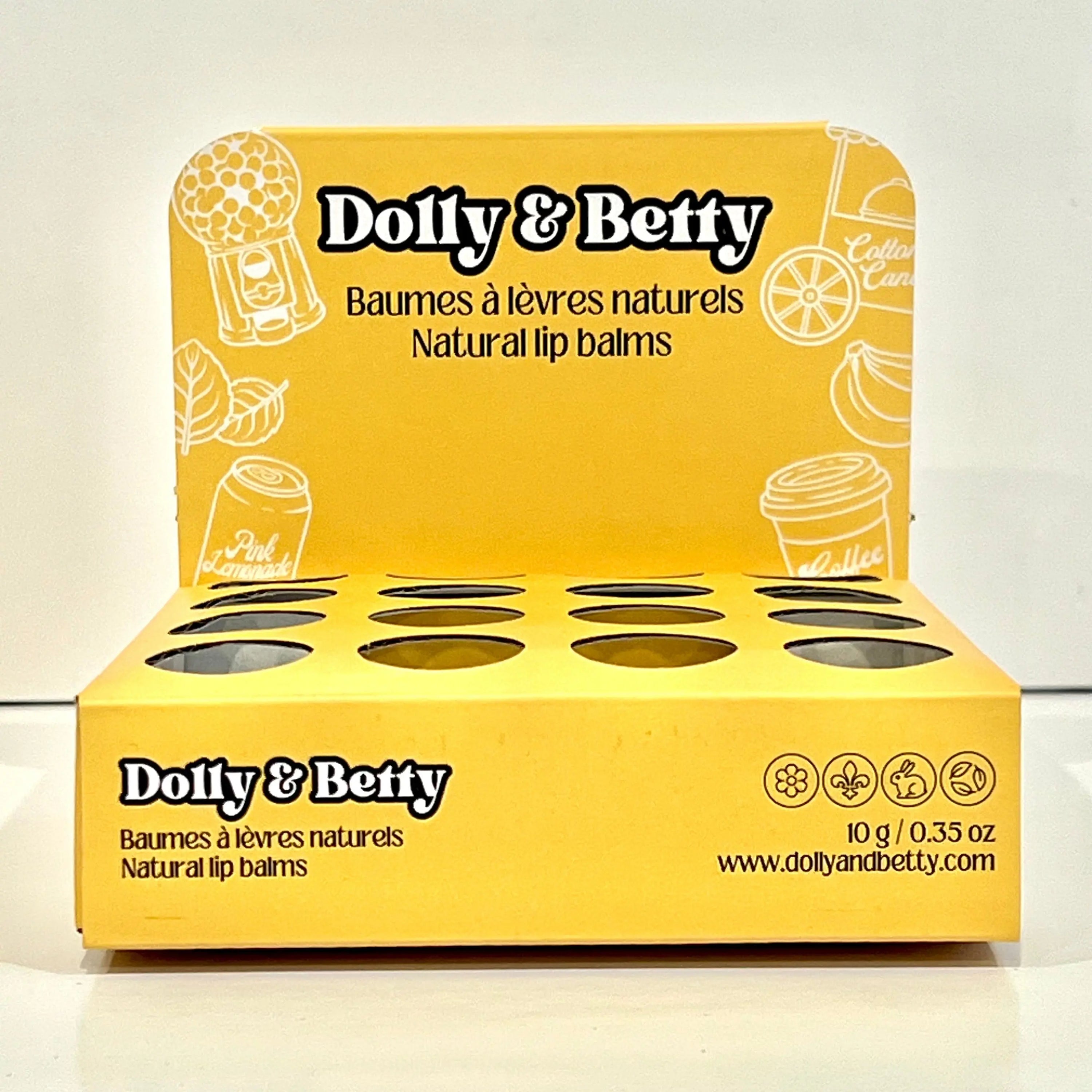 Présentoir à baumes à lèvres jaune Dolly and Betty