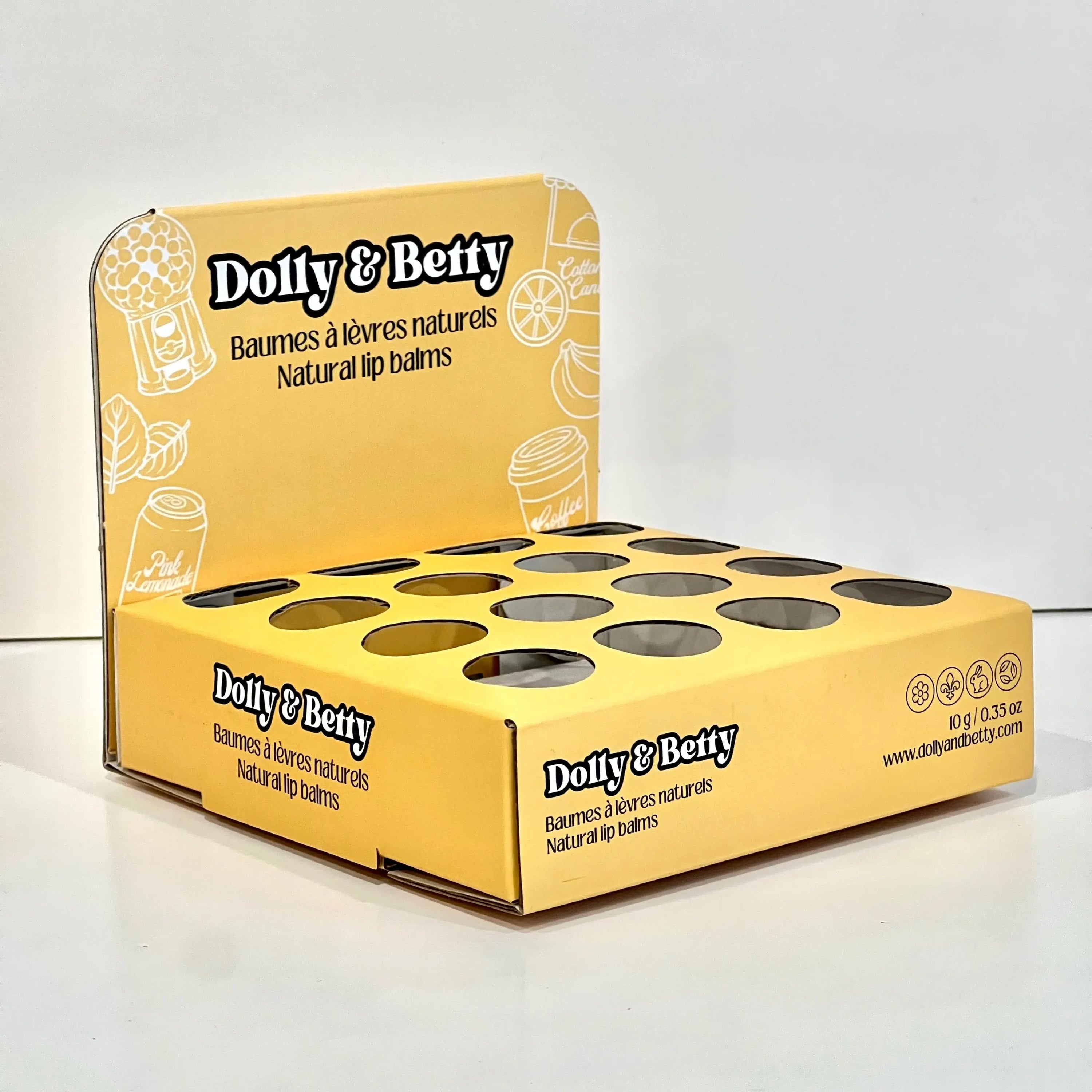 Présentoir à baumes à lèvres jaune Dolly and Betty