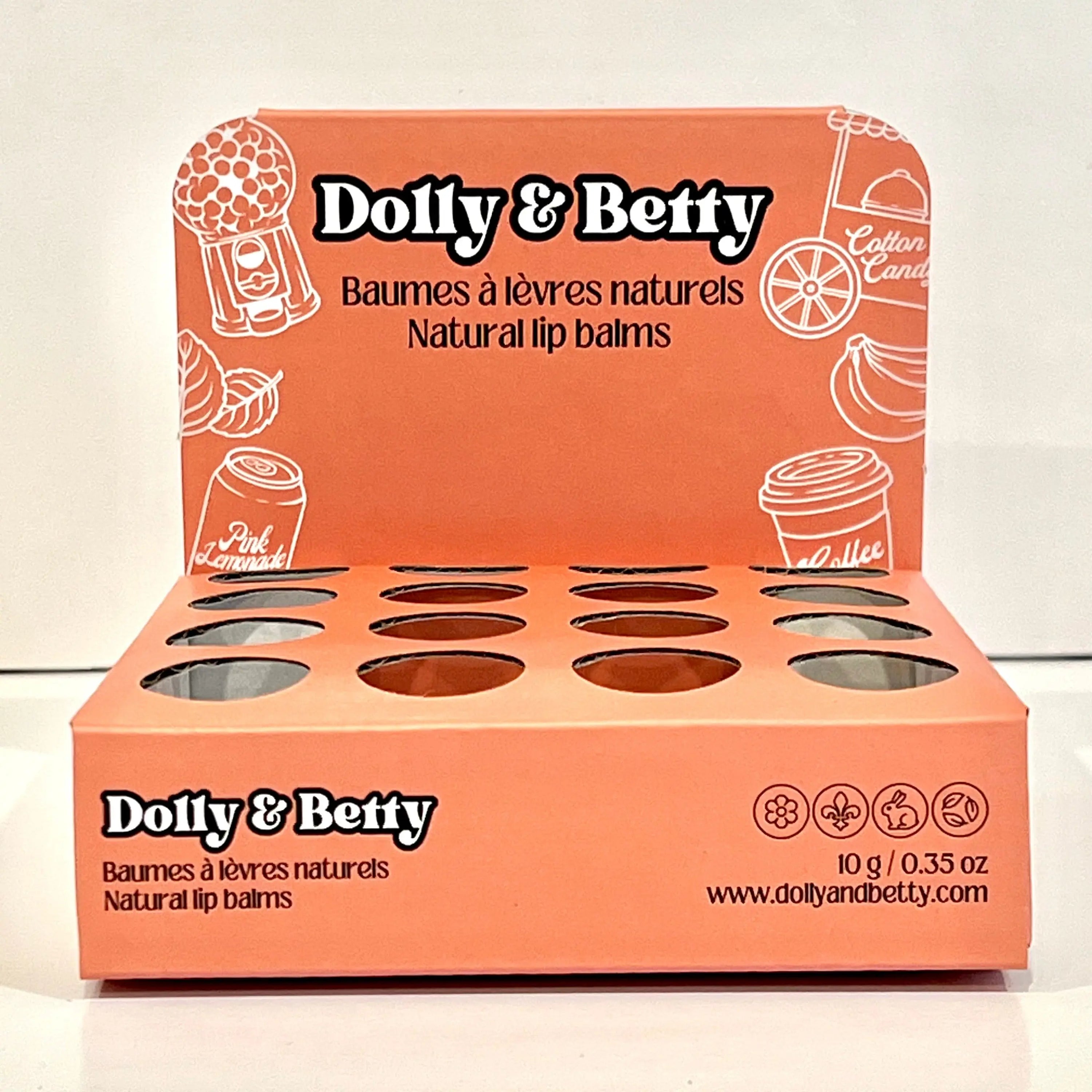 Présentoir à baumes à lèvres corail Dolly and Betty