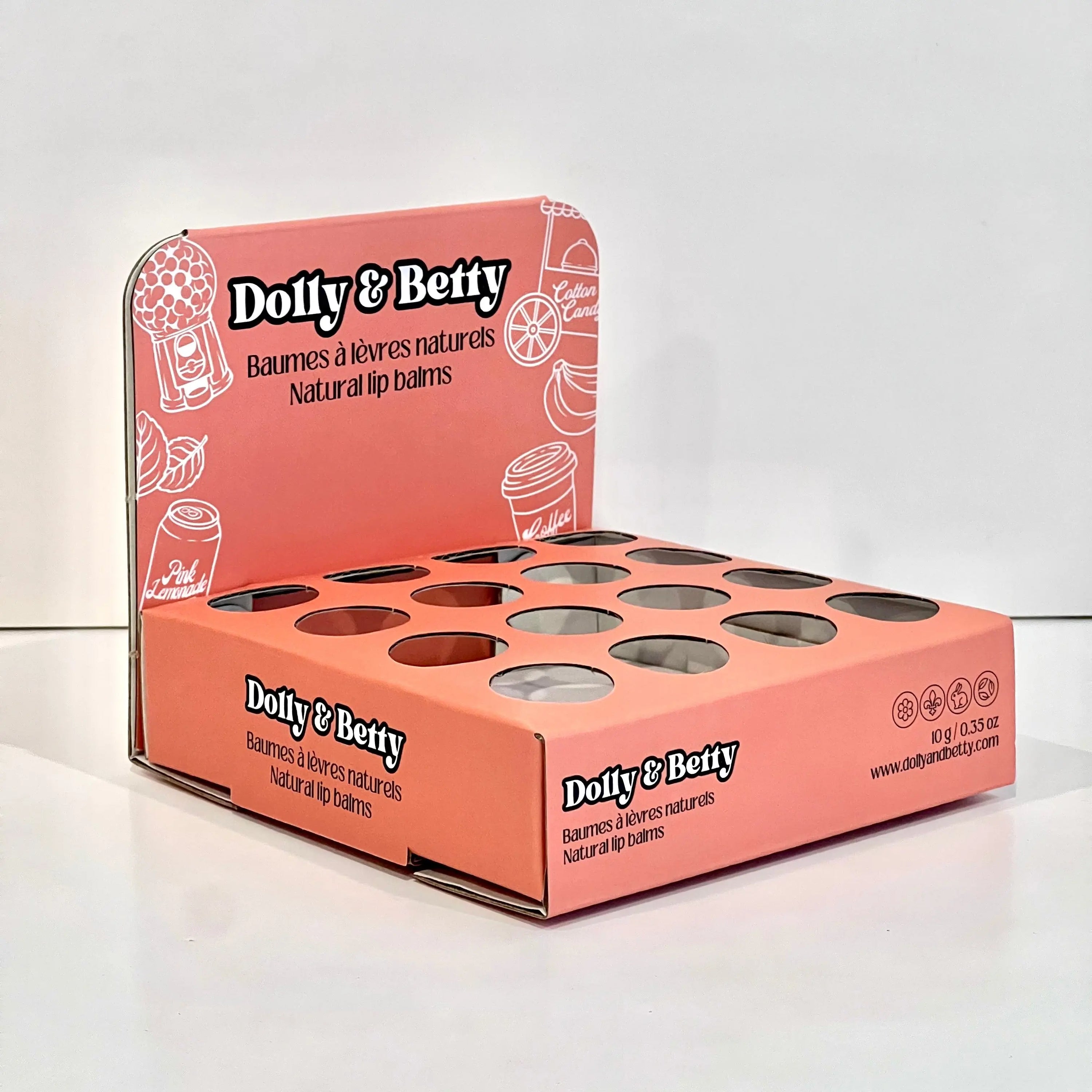 Présentoir à baumes à lèvres corail Dolly and Betty